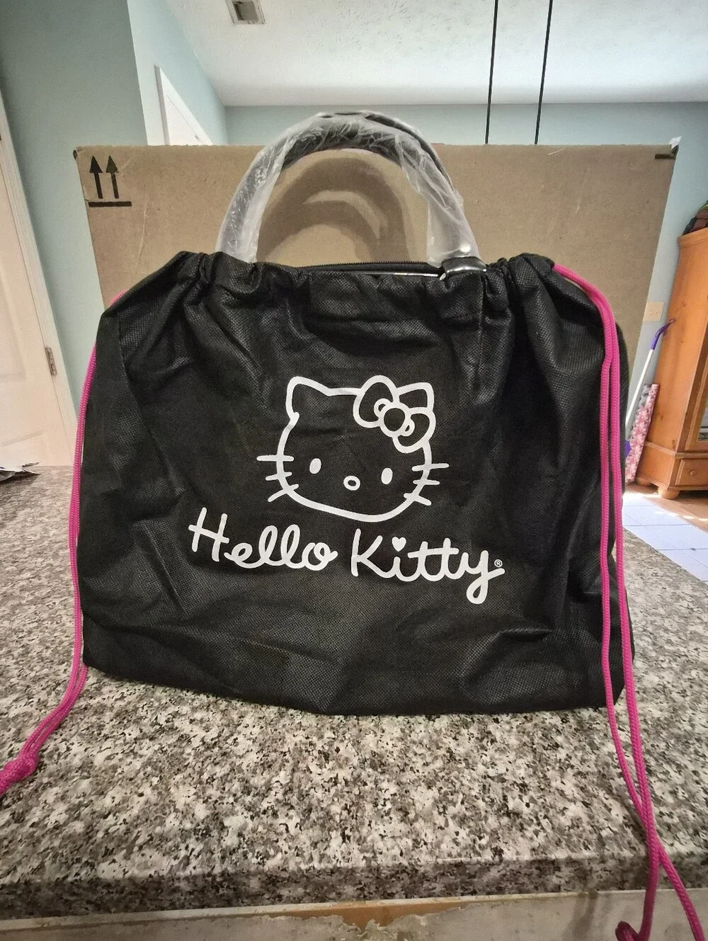 Loungefly Hello Kitty Black and Hot Pink Quilted Dome Satchel Handbag